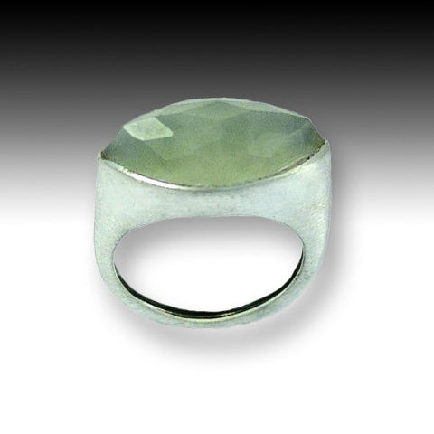 Silver jade ring, Sterling silver ring, gemstone ring, green jade ring, stone ring, pale stone ring, jade ring - First impressions R1225-1