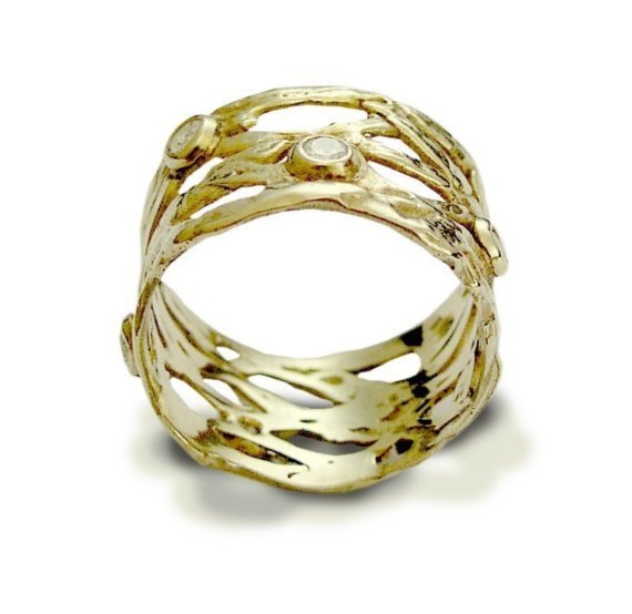 Solid gold ring, Yellow gold ring, brushed gold ring, wide ring, infinity knot ring, 14k gold band, wide band - The love of your life RG1345