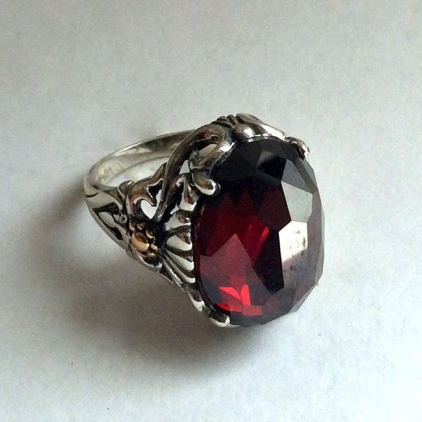 Garnet boho statement silver gold ring - Precious love R2215X