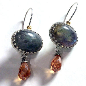 Drop labradorite earrings