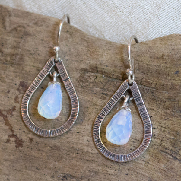 Opalite gemstone silver dangle earrings
