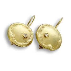 14k Gold Disc Diamond Earrings