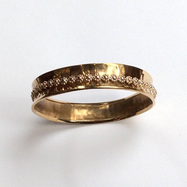 Hammered brass bangle, floral gold filled spinner bangle, meditation bracelet, statement bangle, simple hammered bangle - My treasure B3004