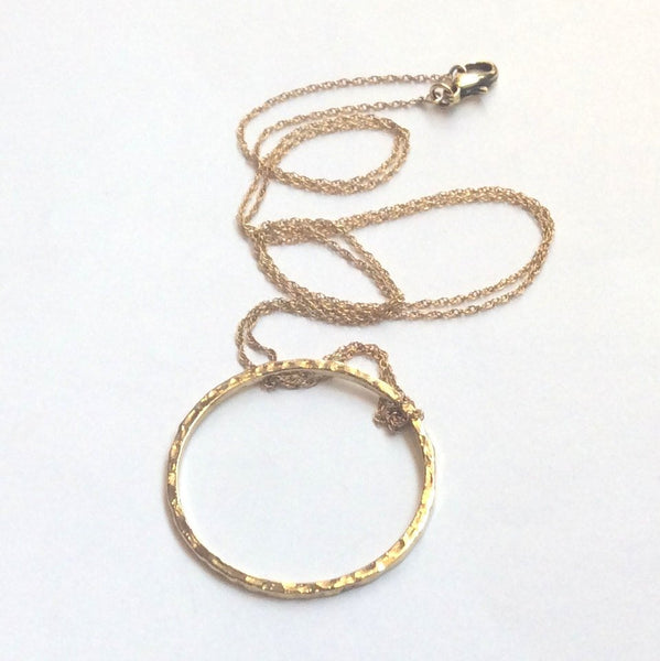 modern long chain gold filled Circle necklace 
