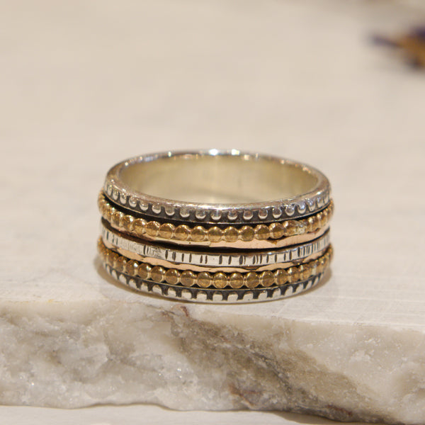 Spinner Silver Gold And Brass Ring - Twin Souls R2629